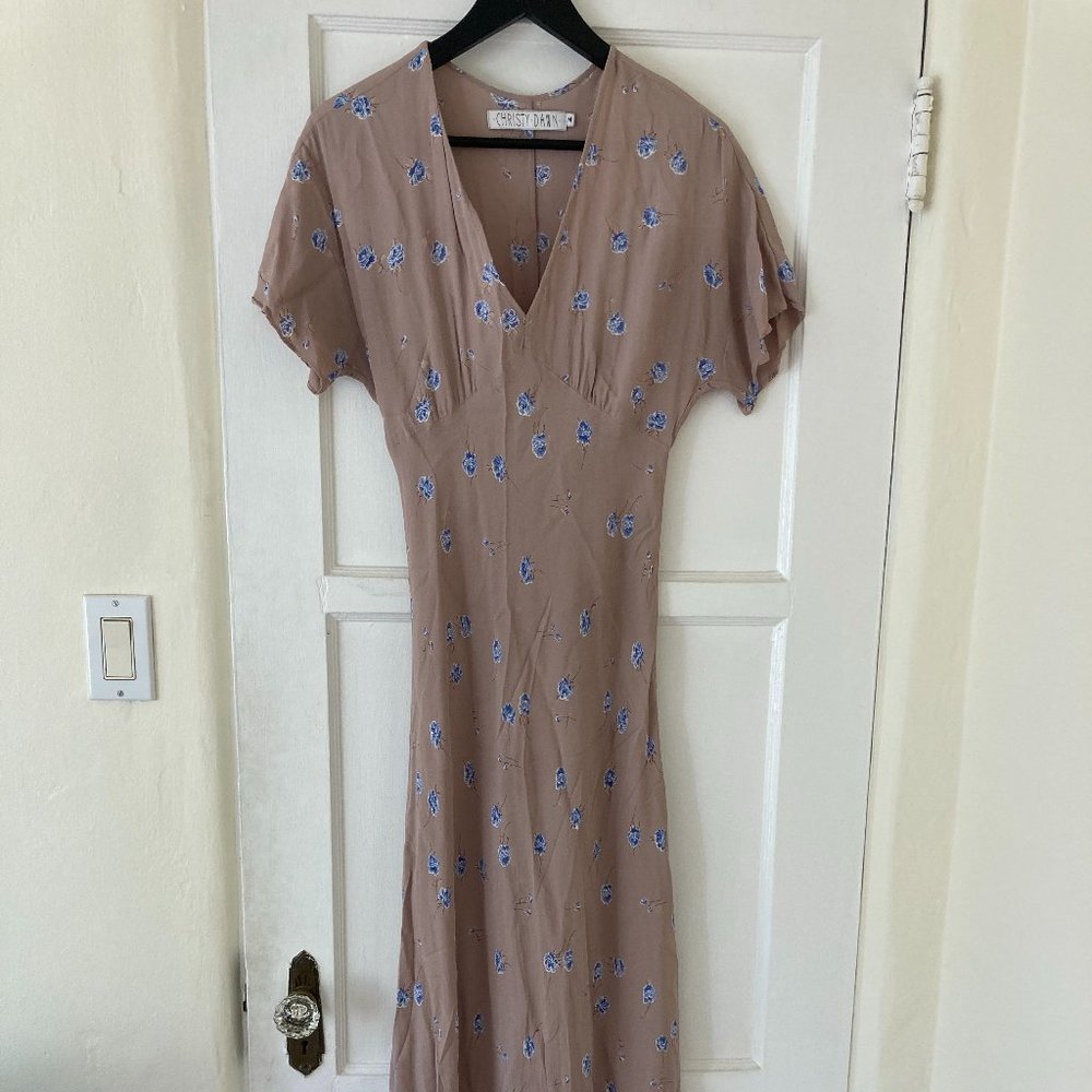 Plunge neck floral dress by Christy Dawn